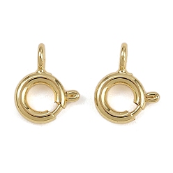 Настоящее золото 18K Латунная застежка пружинного кольца, долговечный, без кадмия и без свинца, реальный 18 k позолоченный, 9x7x3 мм, отверстие : 1.8 мм