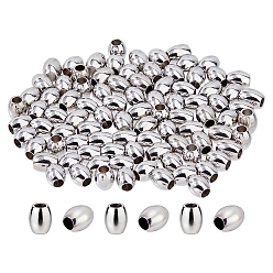 Couleur Acier Inoxydable 100 pièces de barillet 202 perles d'espacement en acier inoxydable, couleur inox, 7x6mm, Trou: 3mm