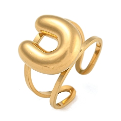 Letter U 304 перстень из нержавеющей стали, настоящее позолоченное кольцо-манжета 18k, Буква U, внутренний диаметр: 18 мм, Письмо: 14~15x6.5~19 мм
