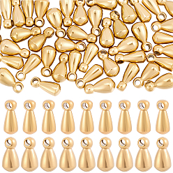 Real 18K Gold Plated 80Pcs 2 Styles 201 Stainless Steel Charms, Teardrop, Real 18K Gold Plated, 6x2.5~3mm, Hole: 0.9~1mm, 40pcs/style 