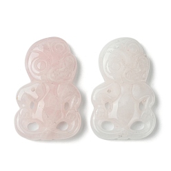 Rose Quartz Natural Rose Quartz Big Pendants, Monkey, 50~51x31~31.5x7~9mm, Hole: 1.6~1.8mm