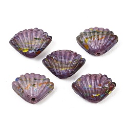 Средний Фиолетовый Бусины лэмпворк , формы раковины, средне фиолетовый, 16~17x22.5~23x9.5 мм, отверстие : 1.6 мм