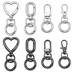 Металлический Чёрный & Платиновый 8Подвесные украшения из сплава шт., с поворотными застежками из сплава и пружинными застежками, разнообразные, металлический черный & платиновый, 45~53 мм