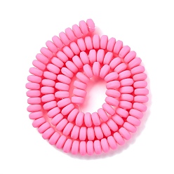 Deep Pink Handmade Polymer Clay Beads Strands, for DIY Jewelry Crafts Supplies, Flat Round, Deep Pink, 6~7x3mm, Hole: 1.5mm, about 113~116pcs/strand, 15.55 inch~16.14 inch(39.5~41cm)