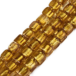 (932FM) Темно-синий аква-матовый с подкладкой Бусины ручной работы бусины серебряной фольгой, кубические, темно-золотистые, 8~9x7.5~9x7.5~9 мммм, отверстие : 1.5 мм, около 50 шт / нитка, 16.22 дюйм (41.2 см)