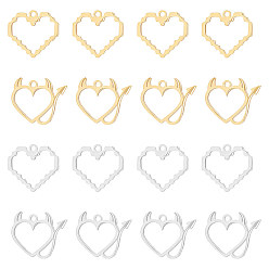 (52) Непрозрачная лаванда 16 шт 4 стиль 201 подвески из нержавеющей стали, сердце, разноцветные, 15.5~16x18~19x1 мм, отверстие : 1.4~1.6 мм, 4 шт / стиль