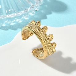 Золотой 304 открытые кольца-манжеты из нержавеющей стали для женщин, лист, золотые, 8.7 мм, внутренний диаметр: 17.8 мм