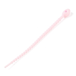 Pearl Pink Oval Shape Silicone Cable Zip Ties, Cord Organizer Strap, for Wire Management, Pearl Pink, 128x8x7mm
