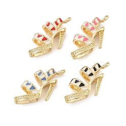 (52) Непрозрачная лаванда Подвески из эмали и сплава, туфли на высоком каблуке прелести, стойки покрытие, золотые, разноцветные, 14x24x6.5 мм, отверстие : 1.6 мм