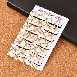 Настоящее золото 18K Вакуумное покрытие pvd 201 серьги-кольца в форме сердца из нержавеющей стали, с 316 штифтами из нержавеющей стали для женщин, реальный 18 k позолоченный, 20x20x2 мм