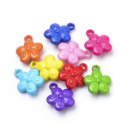Mixed Color Opaque Acrylic Pendants, Flower, Mixed Color, 20x16x7mm, Hole: 3mm, about 625pcs/500g