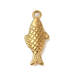 Настоящее золото 18K Ионное покрытие (ip) 304 подвески из нержавеющей стали, рыбы прелести, реальный 18 k позолоченный, 20x9x3 мм, отверстие : 1.6 мм