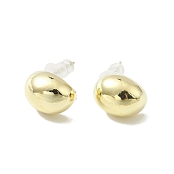 Golden Alloy Half Round Stud Earrings with 925 Sterling Silver Pins for Women, Golden, 12x9x7mm, Pin: 0.7mm