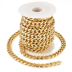 Золотой 5m алюминиевые цепи для бордюров, с катушкой, несварные, граненые, золотые, 12x9x3.5 мм