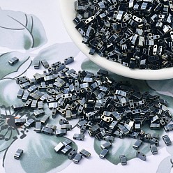 (HTL464) Light Gunmetal MIYUKI Half TILA Beads, Japanese Seed Beads, 2 Hole, (HTL464) Light Gunmetal, 5x2.3x1.9mm, Hole: 0.8mm, about 2500pcs/100g