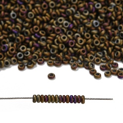 (614) Matte Color Iris Brown Toho 11/0 полукруглые бусины, японский бисер, (614) матовый цвет ирис коричневый, 2.2x0.9 мм, отверстие : 0.8 мм, около 78000шт./фунт(450г)