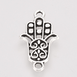 Античное Серебро Соединители из сплава в тибетском стиле, Хамса рука / рука Мириам, без кадмия и без свинца, античное серебро, 25x13.5x1.5 мм, отверстие : 1.5 мм, Около 840 шт / 1000 г