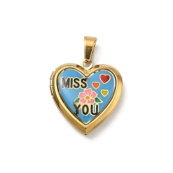 Светло-Голубой 304 подвески из нержавеющей стали Locket, ионное покрытие (ip), подвески в виде сердечек с узором, Небесно-голубой, 25x22.5x5.5 мм, отверстие : 8x4 мм, внутренний диаметр: 16.5x16.5 мм