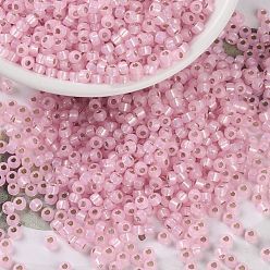 (RR643) Dyed Pink Silverlined Alabaster MIYUKI Round Rocailles Beads, Japanese Seed Beads, 8/0, (RR643) Dyed Pink Silverlined Alabaster, 8/0, 3mm, Hole: 1mm, about 2111~2277pcs/50g