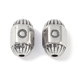 Античное Серебро 16 бусины из хирургической нержавеющей стали, овальные с солнцем, античное серебро, 12x7.5x7 мм, отверстие : 1.8 мм