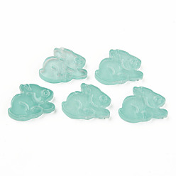Medium Aquamarine Transparent Glass Beads, Rabbit, Medium Aquamarine, 14.5x19x3.5mm, Hole: 1mm