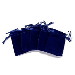 Dark Blue Rectangle Velvet Pouches, Gift Bags, Dark Blue, 7x5cm