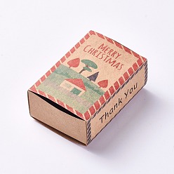 Colorful Creative Portable Foldable Paper Drawer Box, Jewelry Candy Wedding Party Gift Packaging Boxes, Rectangle, Christmas Theme, Colorful, Box: 8.4x6x3cm
