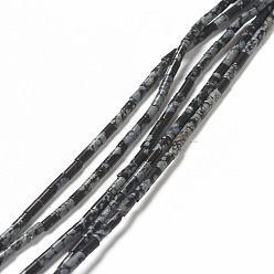 Schneeflocken-Obsidian Naturschneeflocke Obsidian Perlen Stränge, Kolumne, 4.3~5.6x2.3~2.5 mm, Bohrung: 0.9 mm, ca. 82~86 Stk. / Strang, 14.96~17.71 Zoll (38~45 cm)