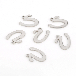 Letter U Не тускнеющие 201 подвески из нержавеющей стали, лазерная резка, буквы, цвет нержавеющей стали, letter.u: 14x11x1.2 мм, отверстие : 1 мм