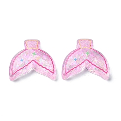 Others Transparent Epoxy Resin Decoden Cabochons, with Paillettes, Fishtail, 19.5x22x6mm