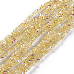 Champagne Yellow Electroplate Glass Beads Strands, AB Color Plated, Triangle, Champagne Yellow, 2.2~3x3~4.7x2~3mm, Hole: 0.7mm, about 171~181pcs/strand, 12.4 inch~14.84 inch(31.5~37.7cm)