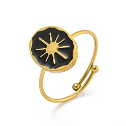 Солнце Регулируемые 304 кольца из нержавеющей стали, с эмалью для женщин, солнце, внутренний диаметр: 18 мм