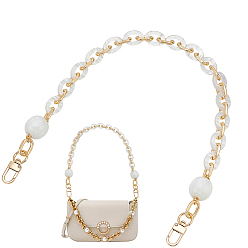 Белый 1 Цепочки для кошельков из овальных звеньев из поликарбонатной смолы с застежками из сплава, для аксессуаров для замены сумок, золотые, белые, 600 мм