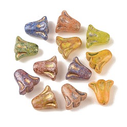 Цветок Краски для выпечки стеклянные бусины, металла обвитые, разноцветные, тюльпан, 11x10x6 мм, отверстие : 1 мм