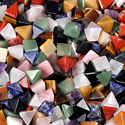 Смешанные камни Фигурки целебных пирамид из натуральных и синтетических драгоценных камней, Украшения из камня с энергией Рейки, 17~20x18~20 мм