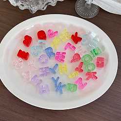Mixed Color Transparent Acrylic Beads, Large Hole Beads, Letter, Mixed Color, 19.1~21x8.7~20.5x13.6~13.8mm, Hole: 6.3mm, about 156pcs/500g