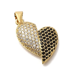 Настоящее золото 16K Латунные микро проложить кубического циркония подвески, без кадмия и без свинца, с оболочкой, сердце прелести, с целью перехода в кольце, реальный 16 k позолоченный, 22x15x4 мм, отверстие : 4x3.5 мм