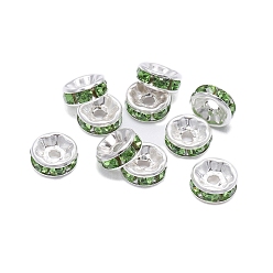 Перидот Rondelle латунь горный хрусталь Spacer бисер, для браслета ожерелья своими руками изготовление ювелирных изделий аксессуары, платина, перидот, 10 мм, отверстие : 2.4 мм