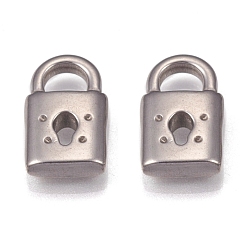Нержавеющая Сталь Цвет Устойчивый к потускнению 304 подвеска из нержавеющей стали, замок навесной, цвет нержавеющей стали, 16x10x3.5 мм, отверстие : 4x5 мм
