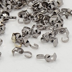 Gunmetal Iron Bead Tips, Calotte Ends, Clamshell Knot Cover, Gunmetal Color, Size: about 9mm long, 3mm wide, 3mm inner diameter, hole: about 1.5mm