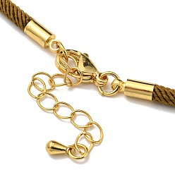 Dark Goldenrod Nylon Cords Bracelet Makings Fit for Connector Charms, with Brass Findings and 304 Stainless Steel Lobster Claw Clasps, Long-Lasting Plated, Dark Goldenrod, 6-1/2~6-3/4 inch(16.5~17cm), Hole: 1.8mm