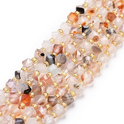 Натуральный Агат Природный агат бисер нитей, с бисером, граненые, диагональные кубические бусины, 5~6x5~6x4~5 мм, отверстие : 1 мм, около 49~55 шт / нитка, 15.35''~15.75'' (39~40 см)