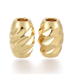 Настоящее золото 18K Латунные бусины, долговечный, , рис, реальный 18 k позолоченный, 7x5 мм, отверстие : 2 мм