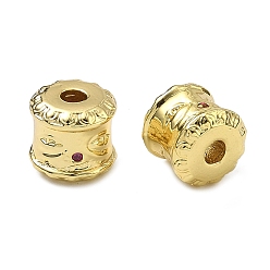 Настоящее золото 18K Латунные микро проложить кубического циркония бусы, колонка, без кадмия и без свинца, стойки покрытие, реальный 18 k позолоченный, 9.5x10 мм, отверстие : 3 мм