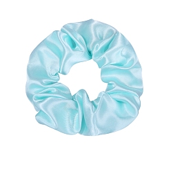 Cyan Solid Color Slick Cloth Ponytail Scrunchy Hair Ties, Ponytail Holder Hair Accessories for Women and Girls, Cyan, 100mm