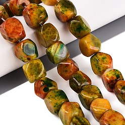 Dark Orange Natural Multi-Color Agate Beads Strands, Nuggets, Dyed & Heated, Dark Orange, 11~18x9~17x9~15mm, Hole: 0.9~1.5mm, about 25pcs/strand, 13.58~14.37 inch(34.5~36.5cm)
