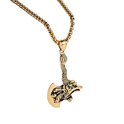 Золотой Мужской топор в стиле ретро-рок-панк с головой дракона 304 подвеска из нержавеющей стали, золотые