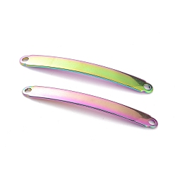 Rainbow Color Ионное покрытие (ip) 304 соединители звеньев из нержавеющей стали, изгибающийся прямоугольник, Радуга цветов, 45x5x1 мм, отверстие : 1.9 мм