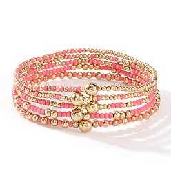 Бледно-Розовый Комплект из золотых браслетов с бусинами, лето 2025 стильная и универсальная коллекция из пяти украшений