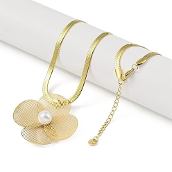 Настоящее золото 18K 304 ожерелья с подвесками-цветками из нержавеющей стали и АБС-пластика для женщин, реальный 18 k позолоченный, 17.72 дюйм (45 см)